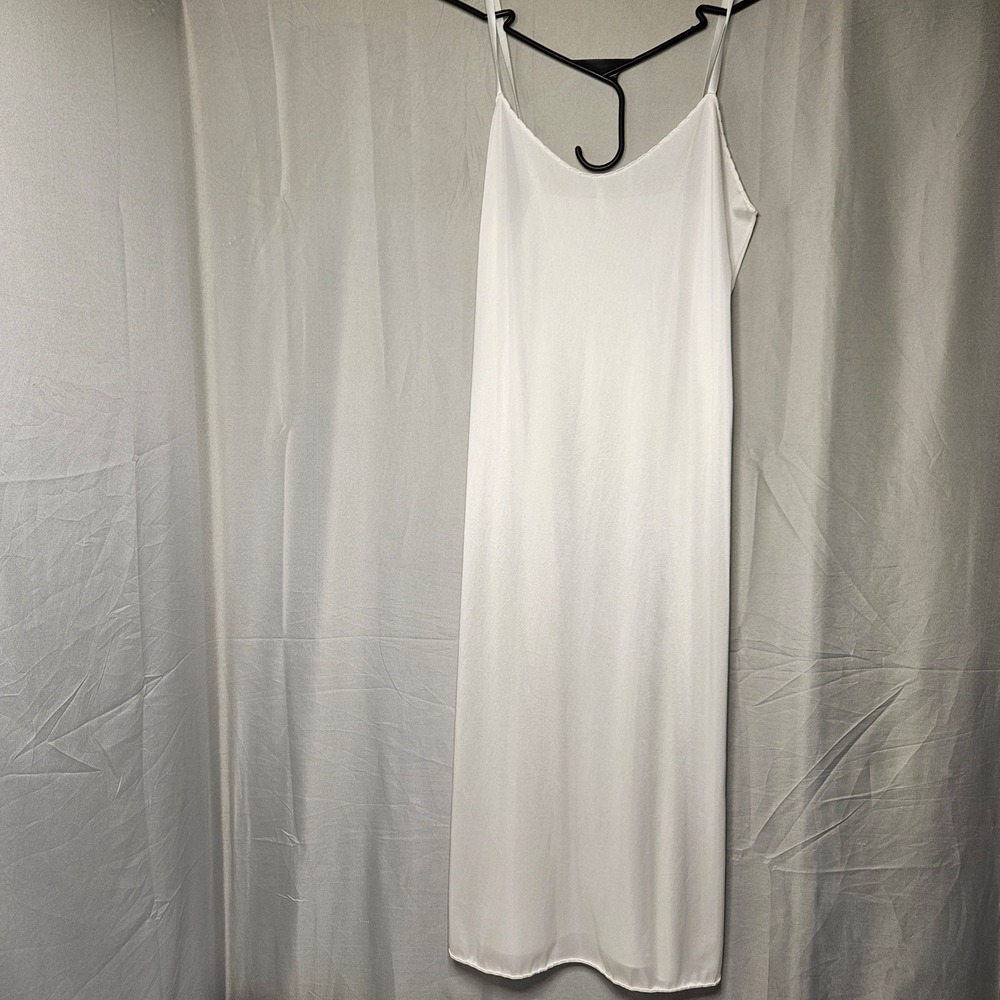 Vintage 90s Full Slip Dress Womens 34 White Antron III Nylon Maxi Y2K Coquette